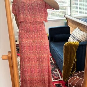 Free People Pink Patterned Maxi Dress